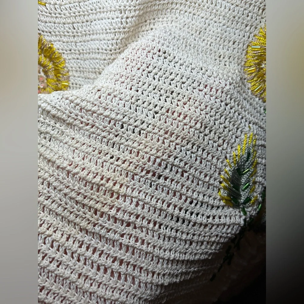 PAPELL BOUTIQUE EVENING Large ivory crochet beaded 2 pieces outfit - Picture 5 of 16